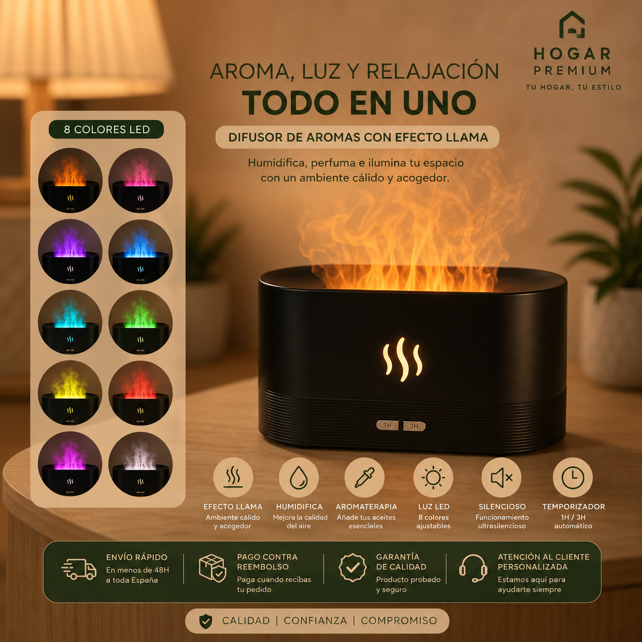 🔥🌿 FlameAroma™ | Difusor de Aromas con Efecto Llama LED