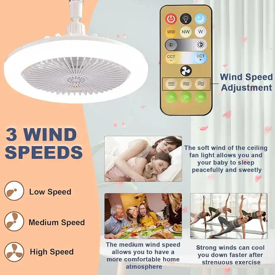 Lampara y ventilador de techo 2en1- LED multifuncionales con control remoto